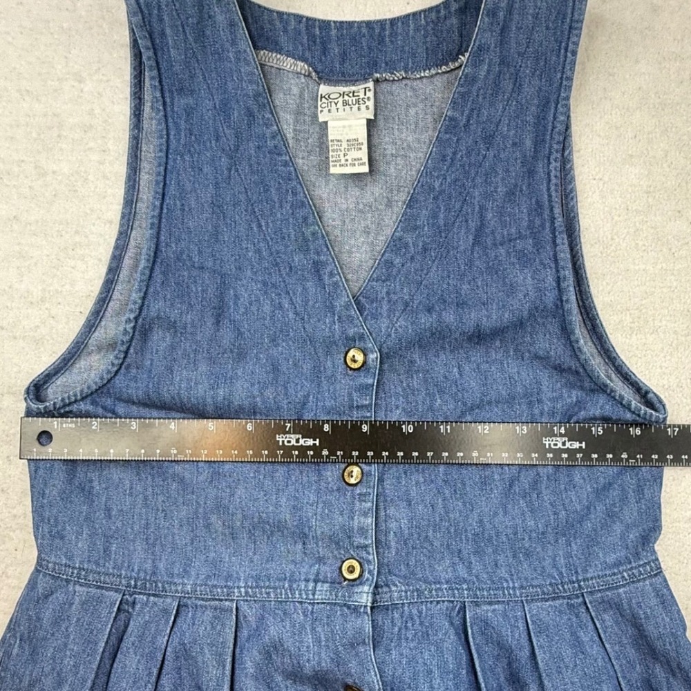 Koret City Blues Petites Blue Denim Button Front Jumper Dress S Y2K 90s prairie - Picture 3 of 10